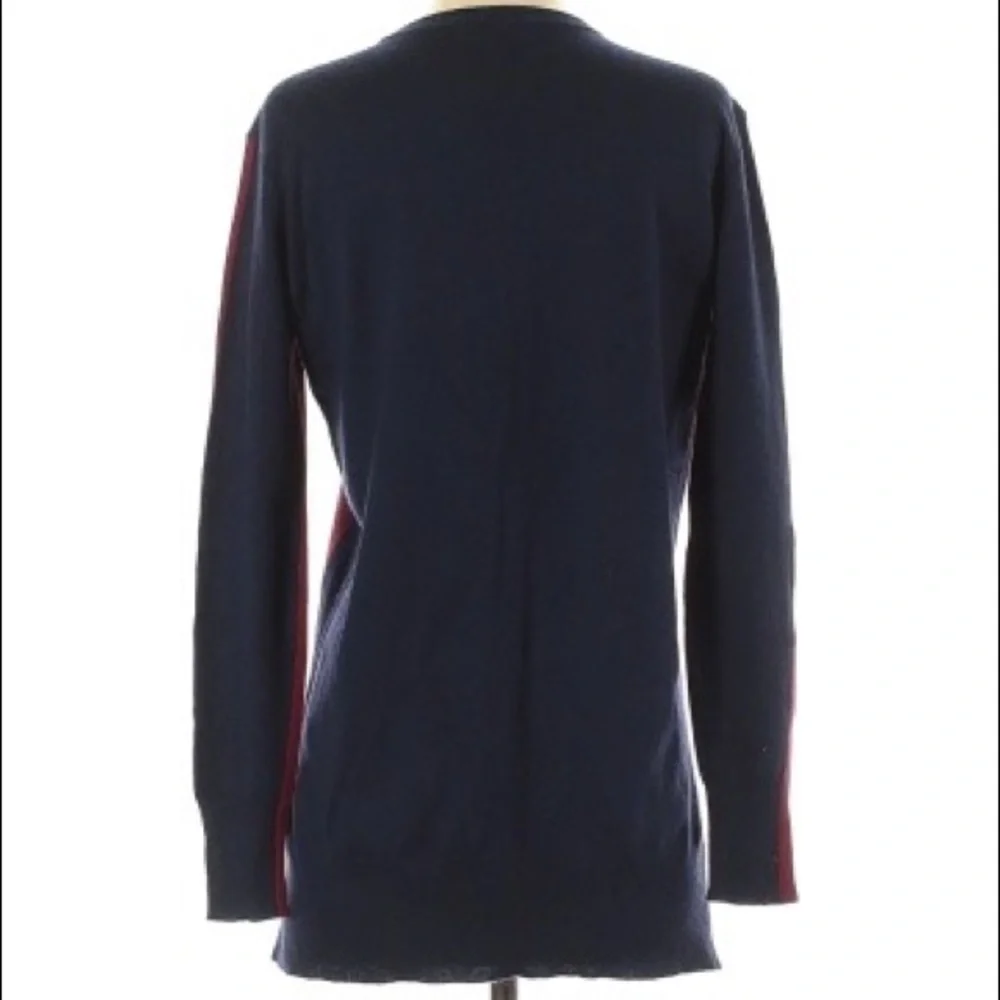 ✅ J. Crew Hi Low Color block Maroon Blue Wool Sweater Sz XXS